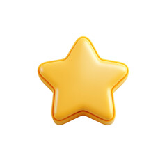 Bright Yellow Star Icon with a Glossy Finish for Digital Use on transparent background