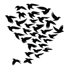 Obraz premium A silhouette of Flying bird Icon vector on a white background