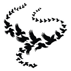 A silhouette of Flying bird Icon vector on a white background