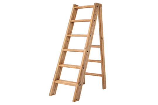 PNG Wooden a-frame ladder with six steps on black background