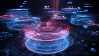 Glowing, abstract wave networks symbolizing the complex connections in big data and cyberspace.