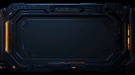 Futuristic Black Interface Frame with Neon Accents and Clean Design