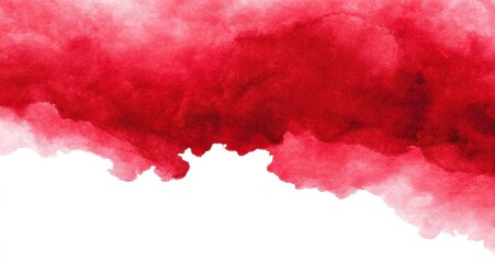 Abstract crimson watercolor wash design on a white background.
