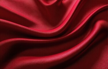Fototapeta premium Close-up view of deep crimson satin folds.