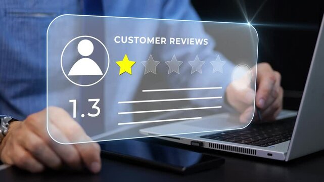 Customer review online 1 Star rating, bad negative product review, infographics