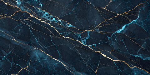 Elegant Blue Marble with Gold Veins