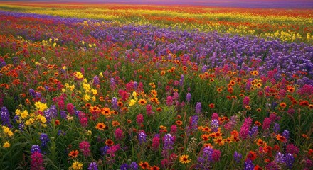 Flower Field with Colorful Wildflowers