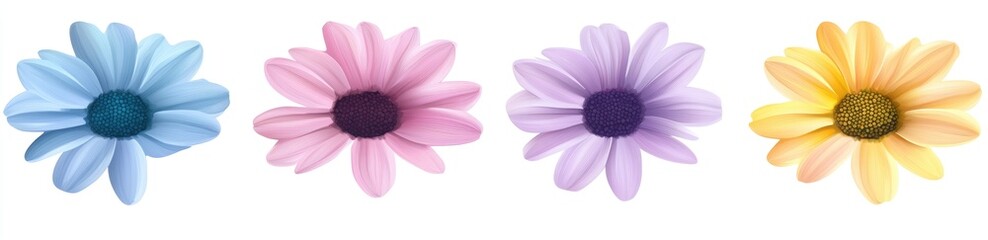 Pastel Daisies in a Row