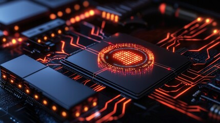 Exploring advanced circuit design technology hub digital art close-up modern innovation