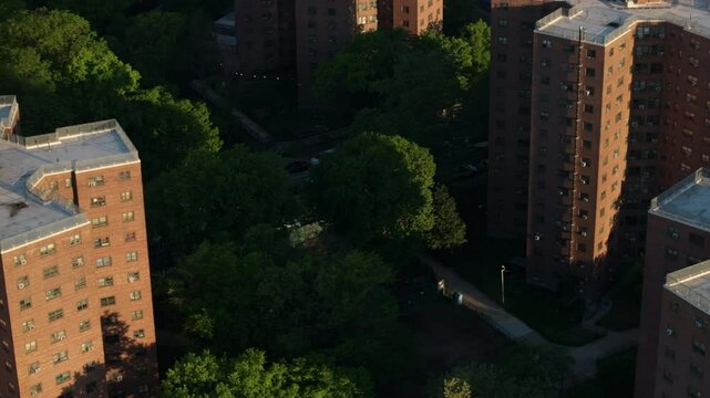 Aerial view of a Brooklyn public housing project