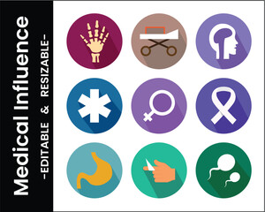 Medical Icon Set With Human Anatomy And Healthcare Symbols In Flat Design Style