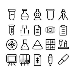 Simple Set of Science Related Vector Line Icons. Contains such Icons as Biology, Astronomy, Physics, Science Test, Lab and more. Editable Stroke. 