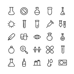 Simple Set of Science Related Vector Line Icons. Contains such Icons as Biology, Astronomy, Physics, Science Test, Lab and more. Editable Stroke. 