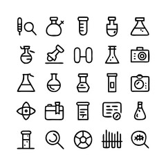Simple Set of Science Related Vector Line Icons. Contains such Icons as Biology, Astronomy, Physics, Science Test, Lab and more. Editable Stroke. 