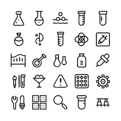 Simple Set of Science Related Vector Line Icons. Contains such Icons as Biology, Astronomy, Physics, Science Test, Lab and more. Editable Stroke. 