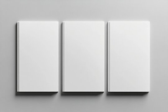 Three blank books in a row