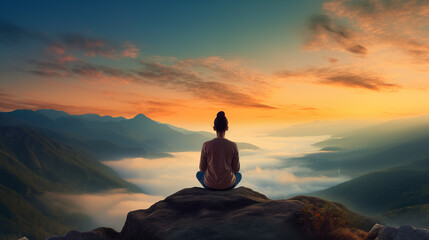 Fototapeta premium Inner Peace: Sunrise Meditation on the Mountain