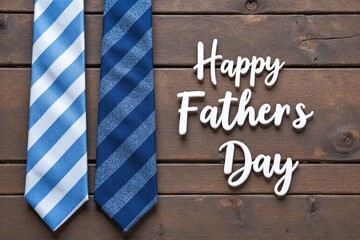 two ties hanging on a wooden wall with the words happy fathers day