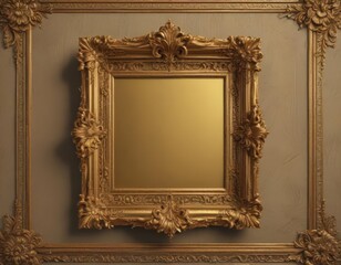 Intricate gold vintage frame, retro aesthetic, royal motif, border, flourish, motif