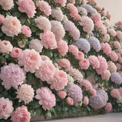 Pastel vintage floral wall  Romantic, elegant, roses, peonies, hydrangeas , decoration, floral backdrop