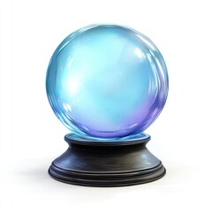 Crystal ball on pedestal, vibrant blue-purple hues