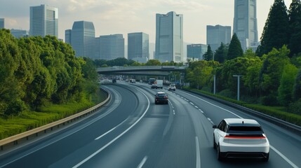 Obraz premium A smart highway equipped with IoT-enabled traffic flow optimization and AI-assisted road safety monitoring,