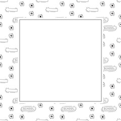 school frame. doodle education square frame. hand drawn school and education frame background. school background
