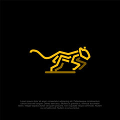 Abstract Yellow Jaguar Logo Design on Black Background: A Sleek and Modern Wildlife Symbol, Perfect for Branding and Creative Projects, Offering a Blend of Art and Nature