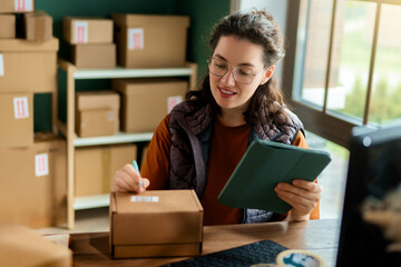 Woman working in a warehouse