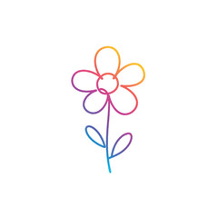 Abstract Floral Flower Design with Pink and Purple Blooms, Leaves, and Butterfly Elements