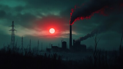 Industrial pollution at dawn