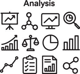 Business Icons Set with Symbols and Illustrations for Finance, Web, and Communication