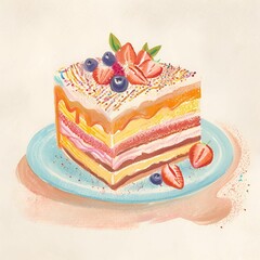 Cake and chocolate food and dessert illustration