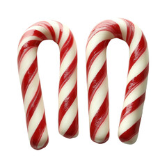 Fototapeta premium candy canes with red and white stripes on transparent background 