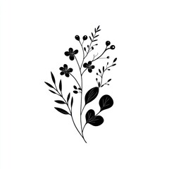 Floral element black white art.