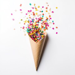 Colorful confetti cone explosion
