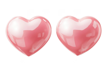 Two Pink Hearts Shining With Love and Passion, Isolated, Love Theme