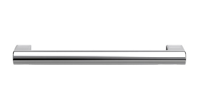 Elegant and shiny silver handle of drawer cabinet or door isolated on transparent background. PNG