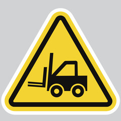 Forklift Hazard Warning Sign &ndash; Yellow Triangle Safety Symbol for Industrial Vehicles and Warehouse Protection