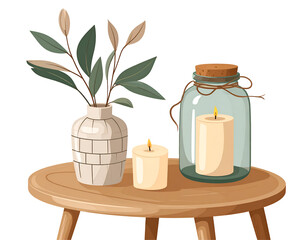 Cozy decor with candles and plants