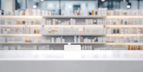 Modern pharmacy interior, shallow depth of field