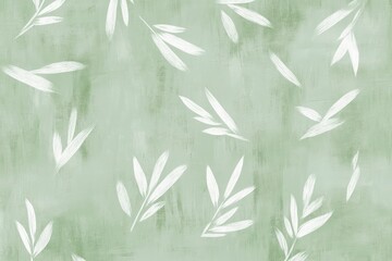 Delicate, light green textured background with scattered white leaves