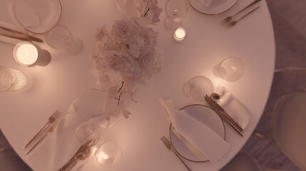 Elegant wedding table with floral centerpiece and fine china, radiating timeless romance and sophistication