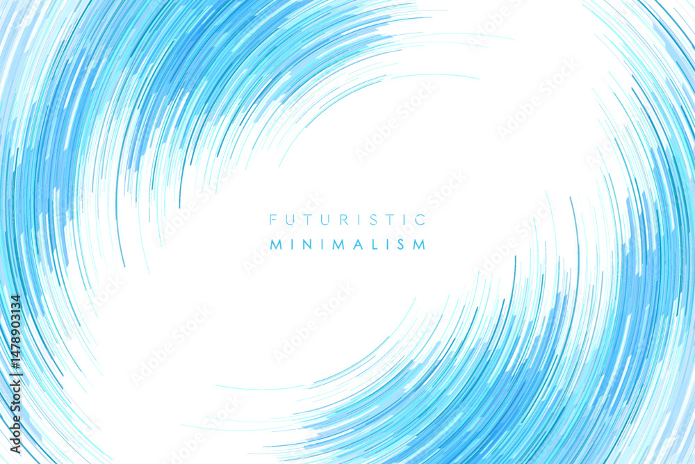 Poster Blue circular futuristic minimalism: elegant tech minimal round lines. Concept geometric vector design