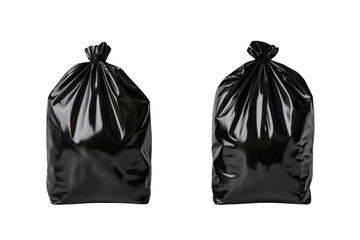 Black Garbage Bags Isolated On Black Background Showing Environmental Awareness