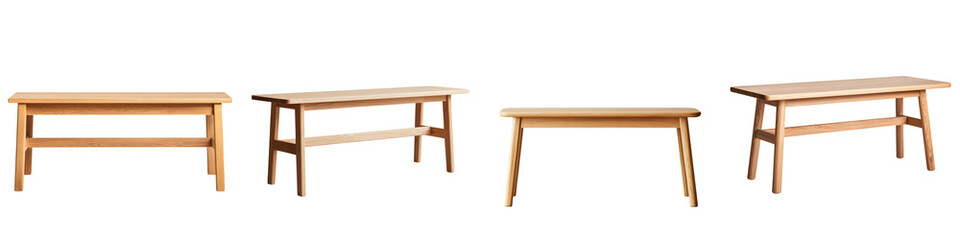 Contemporary wooden tables showcasing a minimalist design, emphasizing natural tones, varied heights, and functional elegance for modern interiors and stylish furnishing solutions