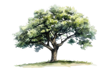 Obraz premium Painting Tree on Black Background, Watercolor Tree illustration with Nature theme