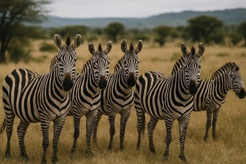 Obraz premium Zebras standing in African savanna.