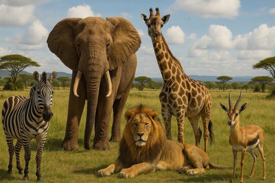 African wildlife safari scene