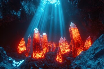 Naklejka premium Radiant crystals in a subterranean cave